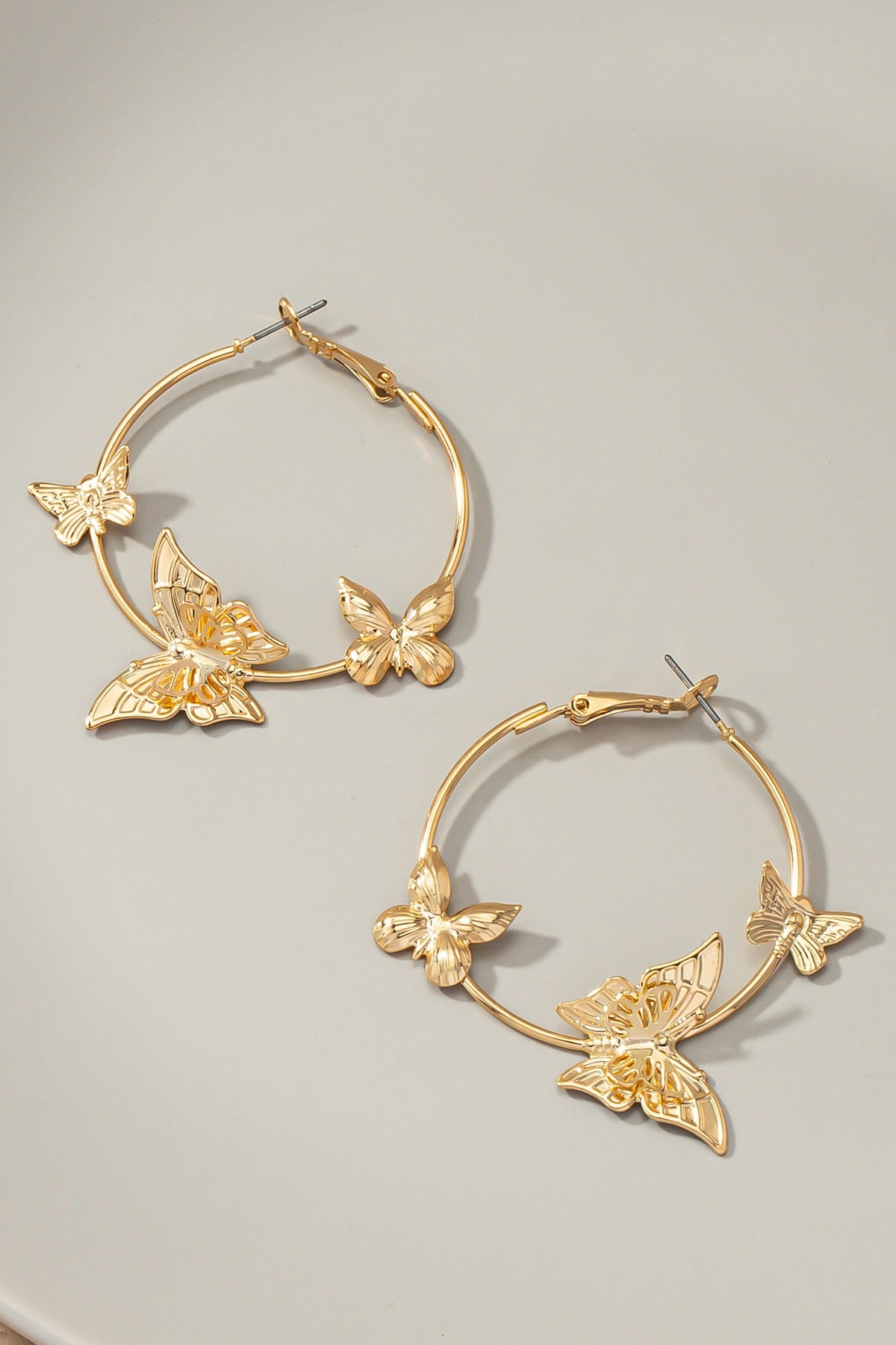 Butterfly hoop earrings