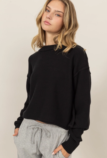 Cropped Oversized Knit Sweater