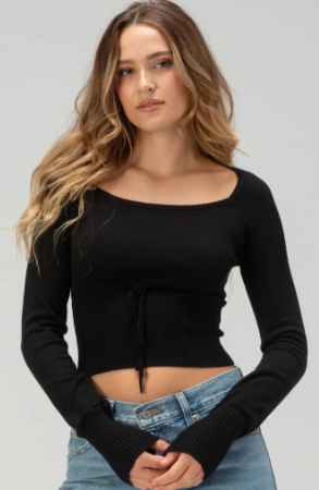 Front Tie Crop Sweater