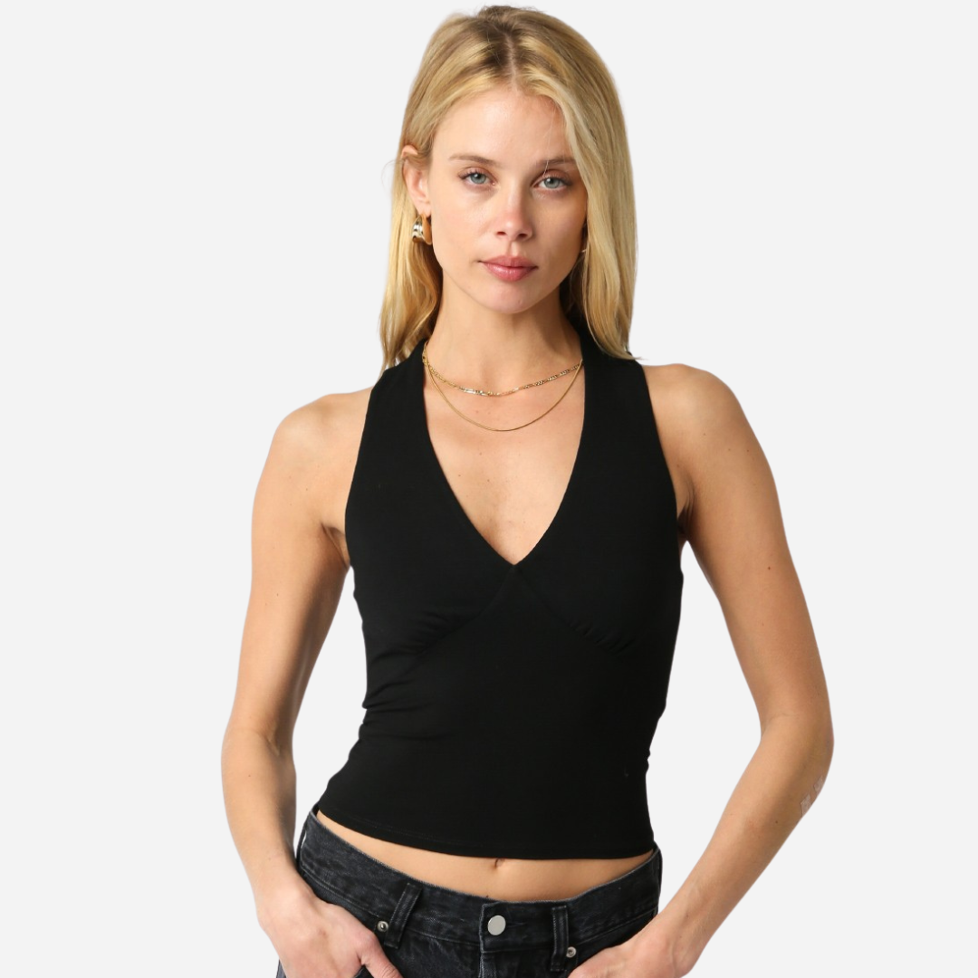 Black V Neck Top