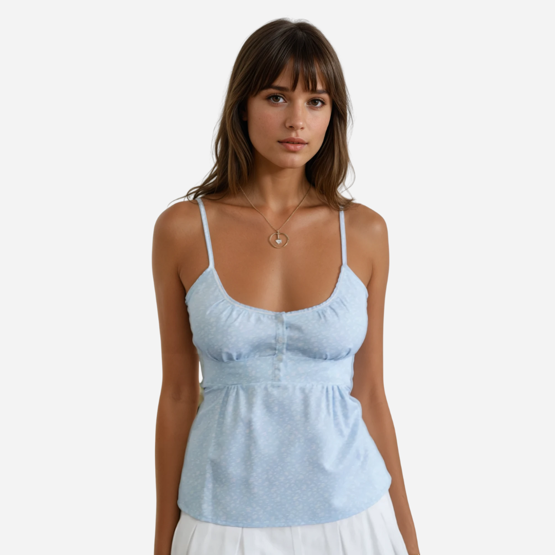 Baby Blue Floral Babydoll Cami Top