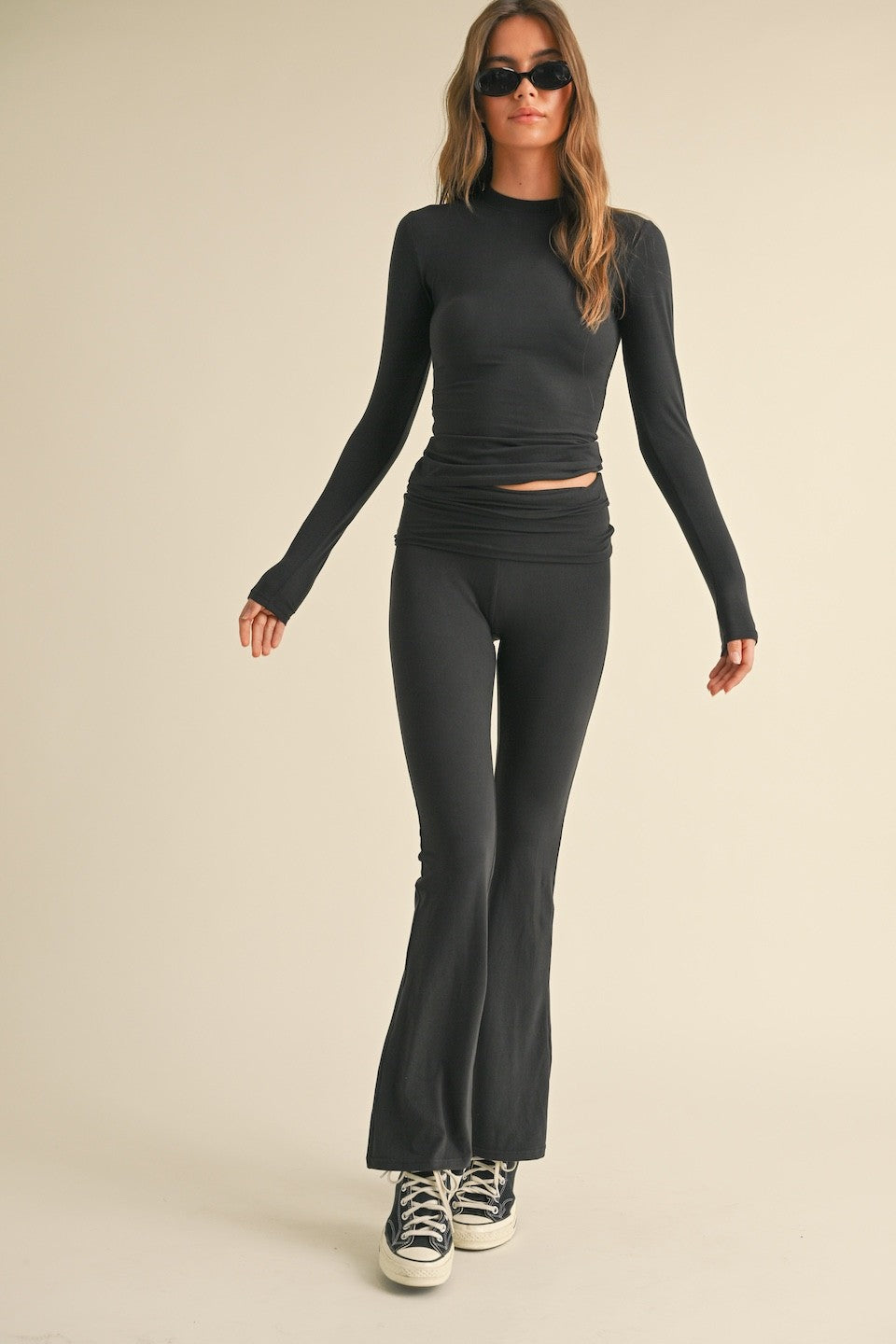 Fold Over Flare Leggings