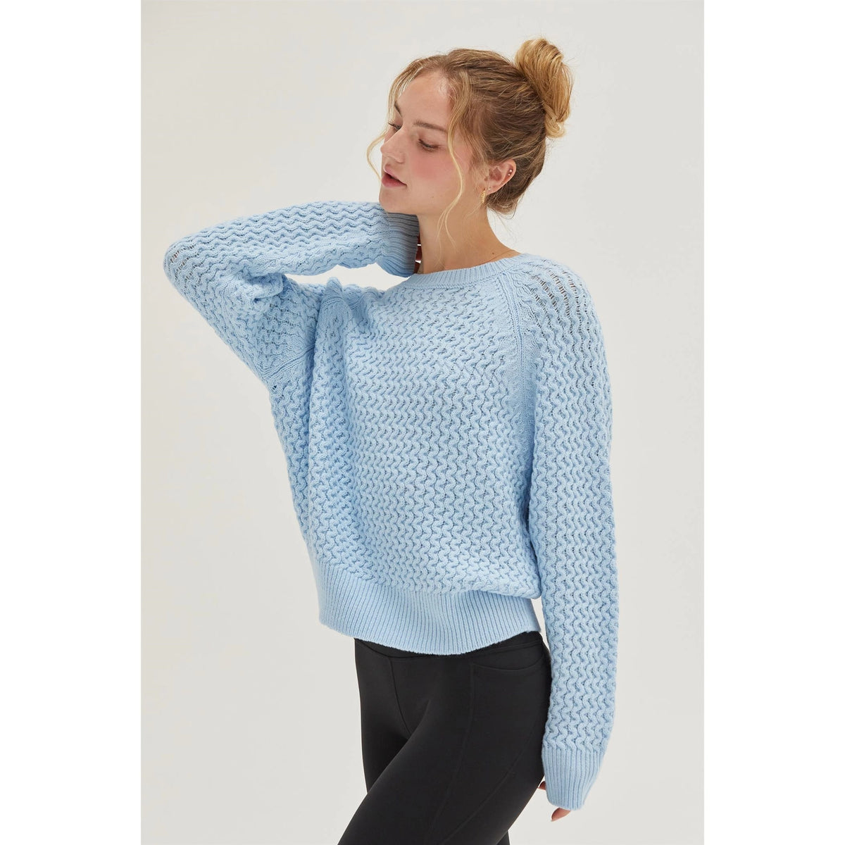 Baby Blue Swirl Knit Sweater