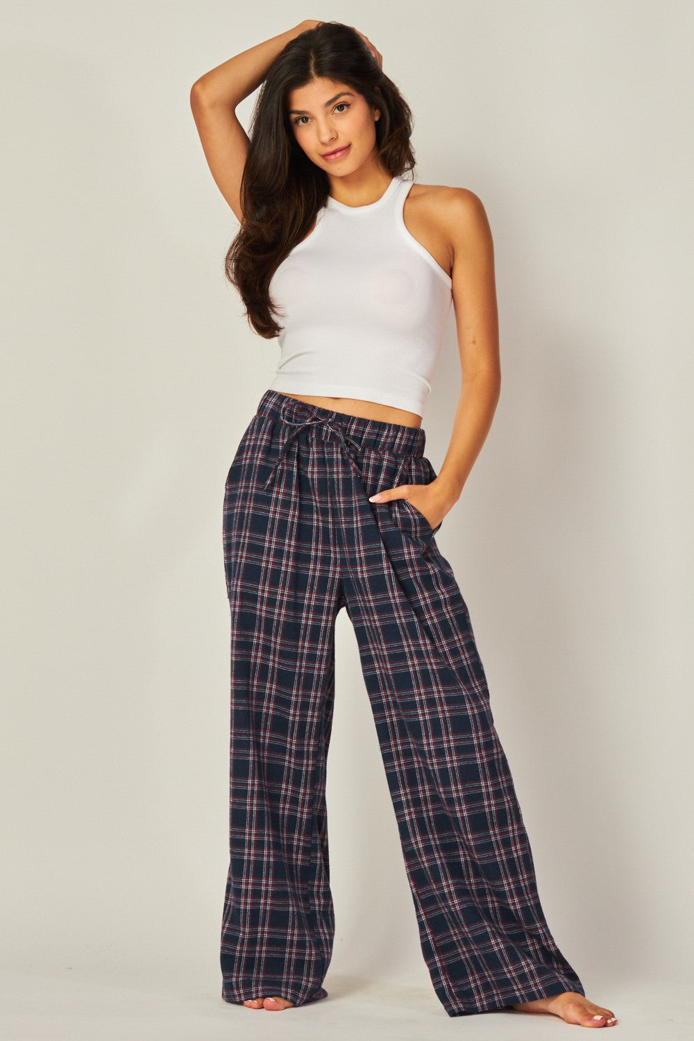 Navy Red Pajama Bottom