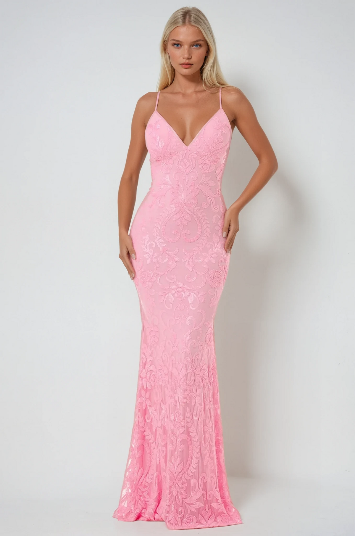 Light Pink Sequin Maxi Dress